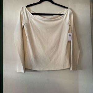 Elegant Cream Off Shoulder Long Sleeve Top